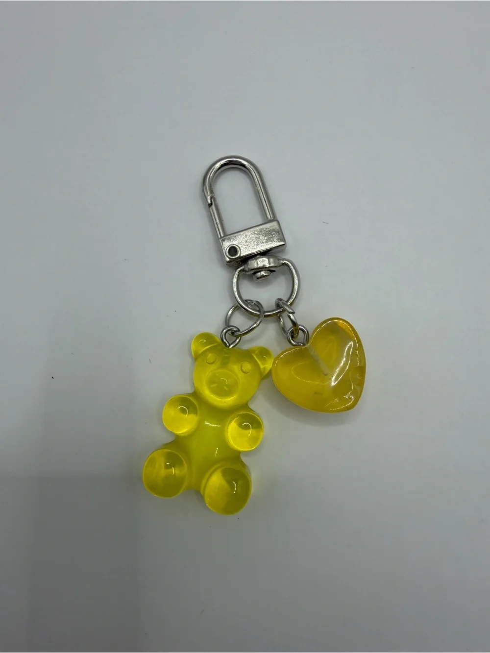 Yellow Gummy Bear & Heart Keychain Charm for Kids Accessories